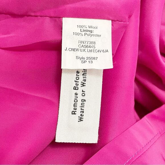 NWT J. Crew Wool Origami Sheath Dress Berry Fuchsia Career Professional Size 0 - Picture 12 of 13